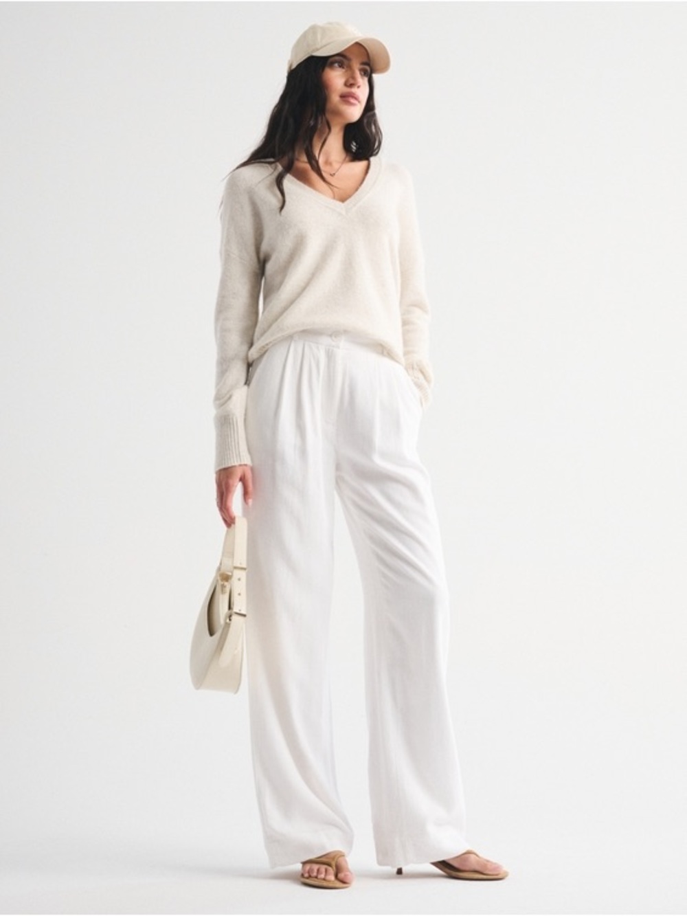 Abercrombie & Fitch Sloane Linen-Blend Tailored Wide Leg Pant White Size XS - Picture 13 of 13